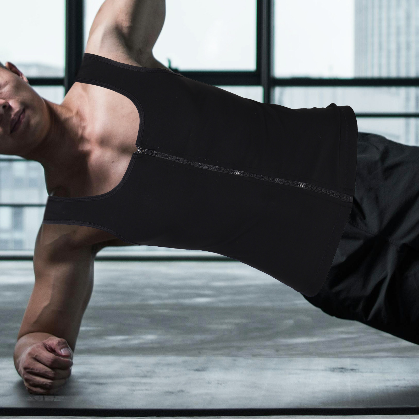 Yoga Fitness Top - Canotta da allenamento con cerniera, gilet