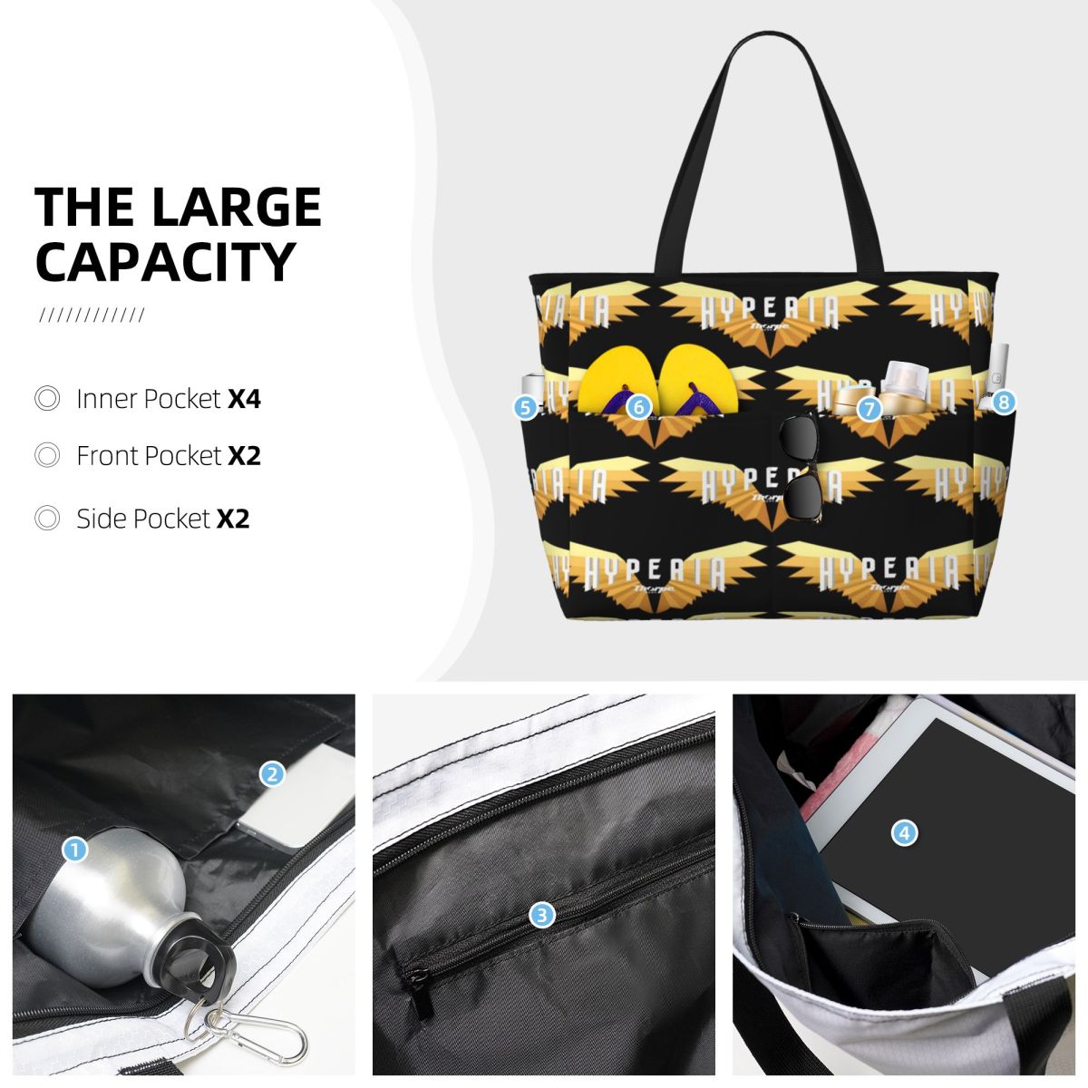 Borsa tote da spiaggia con log - Yoga Fitness Park recensione e prezzo