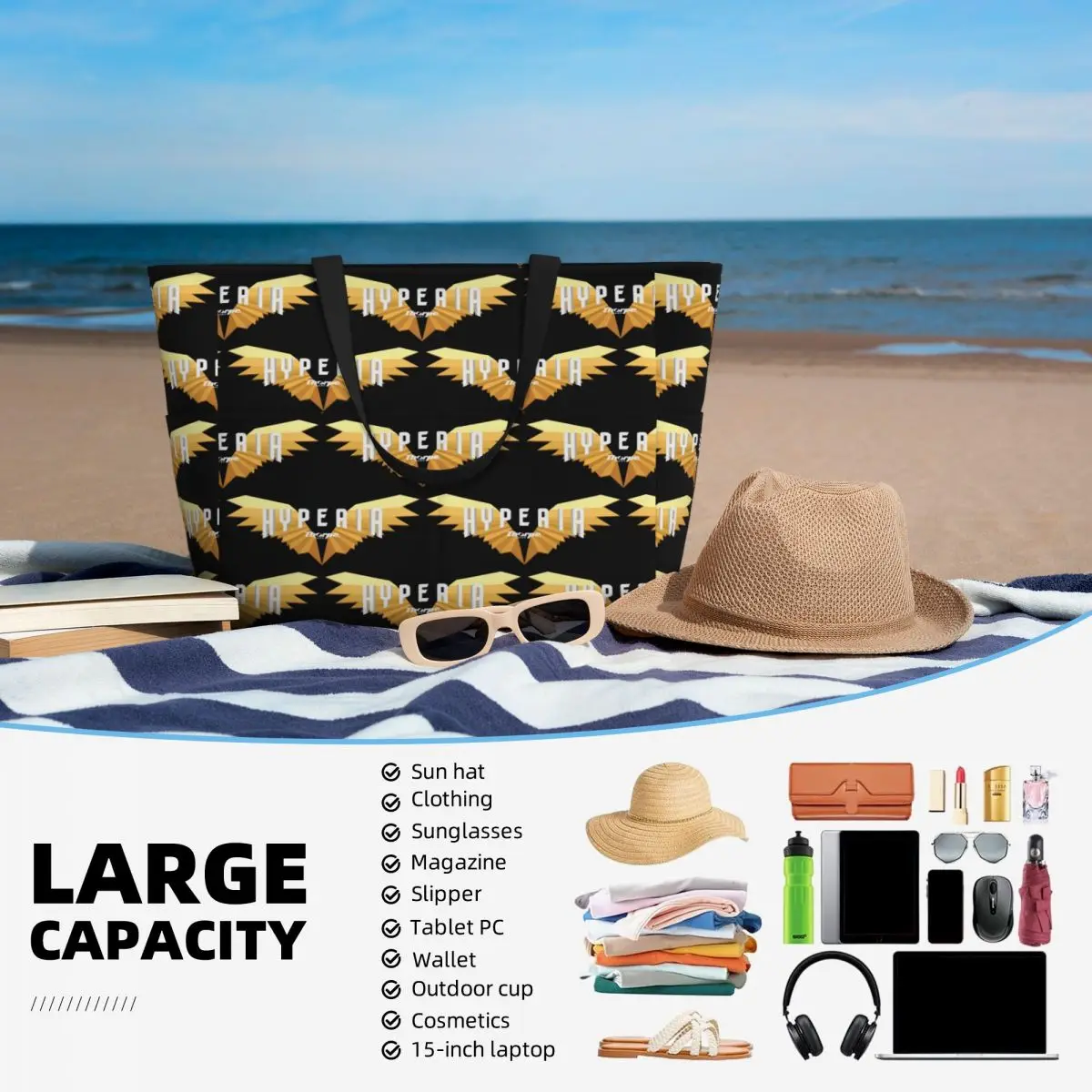 Borsa tote da spiaggia con log - Yoga Fitness Park recensione e prezzo